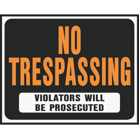 Hy-Ko 15x19 No Trespass Sign SP-104 Pack of 5