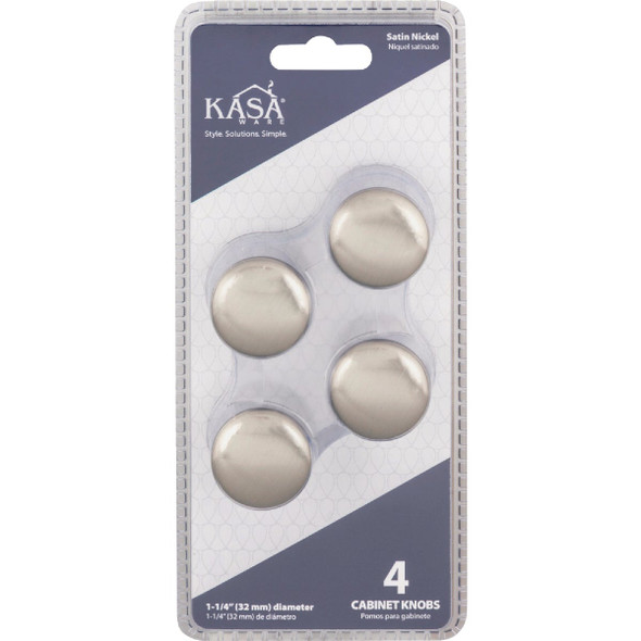 KasaWare 1-1-4 In. Diameter Satin Nickel Knob (4-Pack) K591SN-4 258692