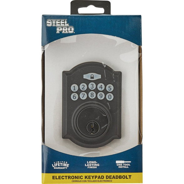 Steel Pro Electronic Deadbolt, Matte Black GA7X9D01AA 254821