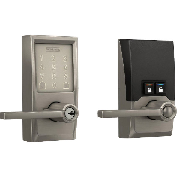 Schlage Encode Smart WiFi Satin Nickel Latitude Lever with Century Trim