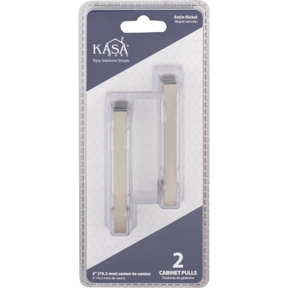 KasaWare 3-3-8 In. Overall Length Satin Nickel Square Bar Pull (2-Pack) K7063SN-2 227479