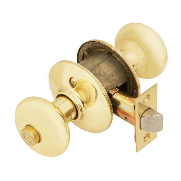 Schlage Plymouth Bright Brass Bed & Bath Door Knob F40VPLY605