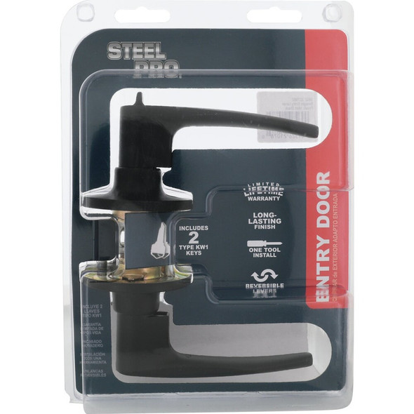 Steel Pro Matte Black Straight Entry Lever LHX900B 227982