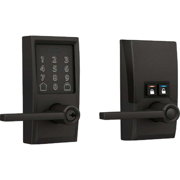 Schlage Encode Smart WiFi Matte Black Latitude Lever with Century Trim
