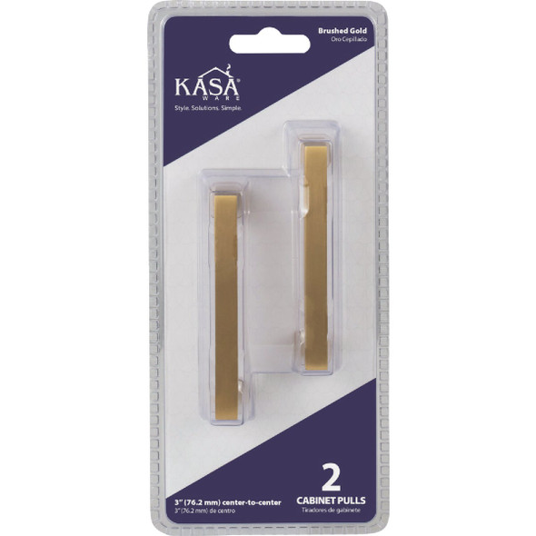 KasaWare 3-3-8 In. Overall Length Brushed Gold Square Bar Pull (2-Pack) K7063BG-2 216826