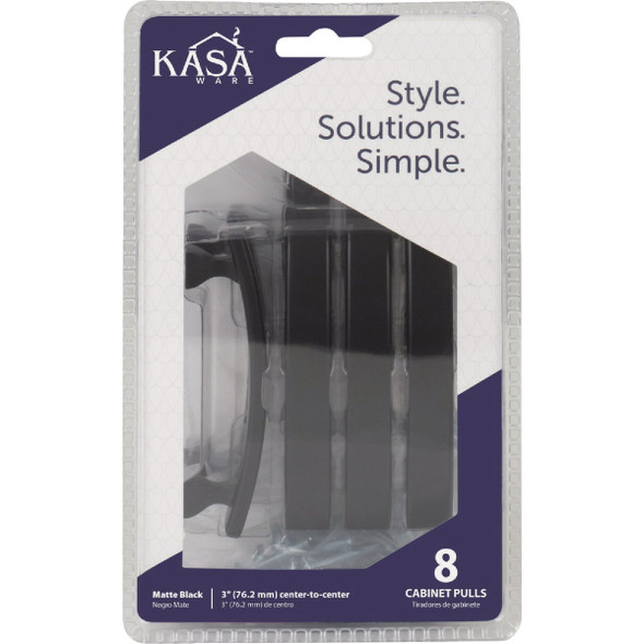 KasaWare 4 In. Overall Length Matte Black Flared Foot Square Pull (8-Pack) K3133MB-8 226797