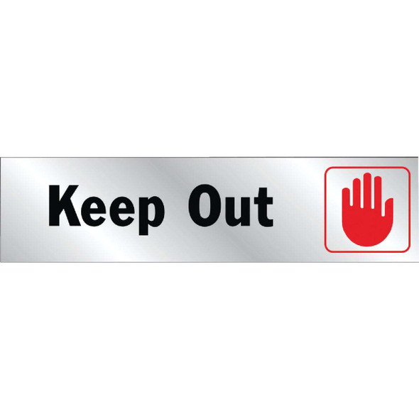 Hy-Ko 2x8 Brushed Aluminum Sign, Keep Out 417 Pack of 10