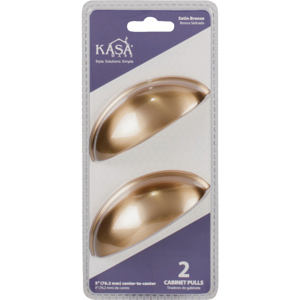 KasaWare 3-11/16 In. Overall Length Satin Bronze Cup Pull (2-Pack)