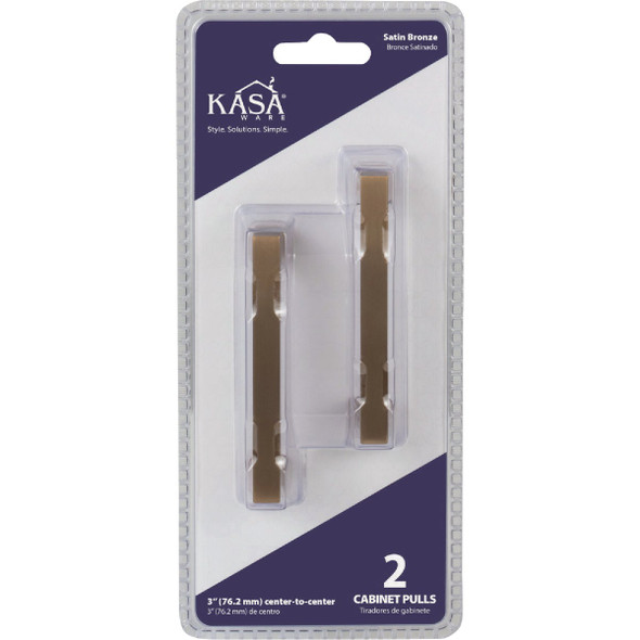 KasaWare 3-3/8 In. Overall Length Satin Bronze Square Bar Pull (2-Pack)