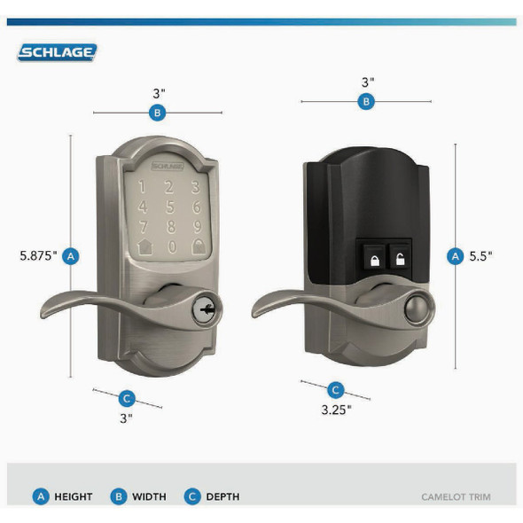 Schlage Encode Smart WiFi Aged Bronze Accent Lever with Camelot Trim FE789WBVCAM716ACC 209583