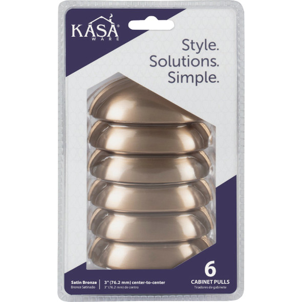 KasaWare 3-11/16 In. Overall Length Satin Bronze Cup Pull (6-Pack)