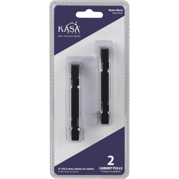 KasaWare 3-3/8 In. Overall Length Matte Black Square Bar Pull (2-Pack)
