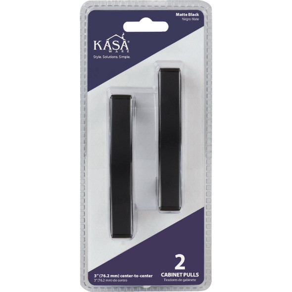 KasaWare 4 In. Overall Length Matte Black Flared Foot Square Pull (2-Pack)