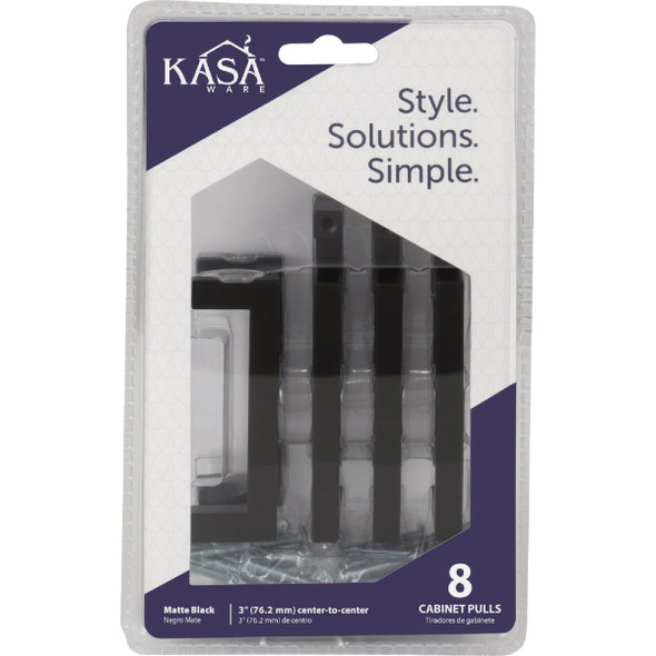 KasaWare 3-3-8 In. Overall Length Matte Black Square Bar Pull (8-Pack) K7063MB-8 211019