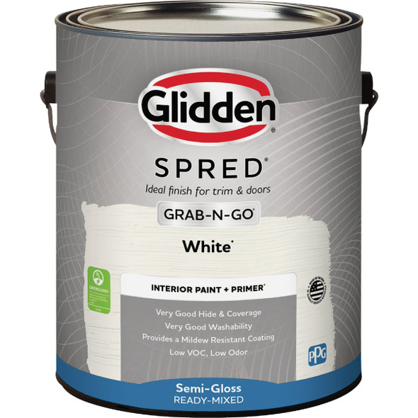 Glidden Spred Interior Paint + Primer Grab-N-Go Semi-Gloss White Gallon