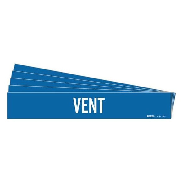 Brady Pipe Marker, Adhesive, White, Vent, PK5, 7297-1-PK 7297-1-PK