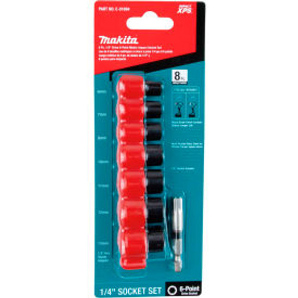 Makita Impact XPS Impact Socket Set w/ Std Socket Adapter 8 Pc 1/4"" Drive 6pt M