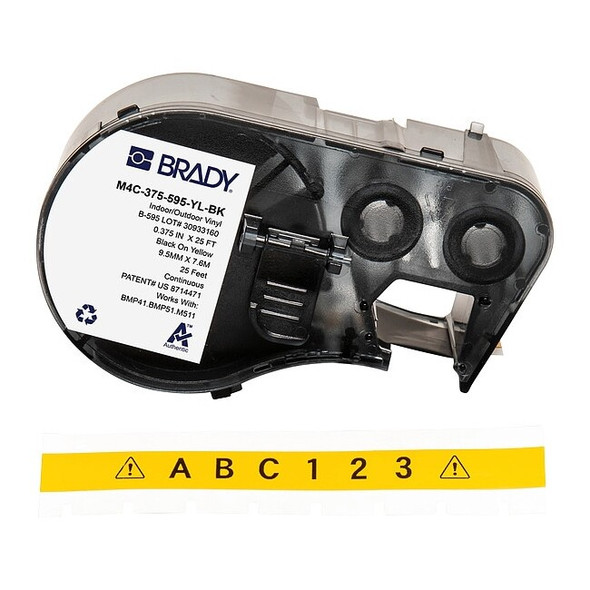 Brady Label/RibbonCartridge,Yellow,3/8inW M4C-375-595-YL-BK