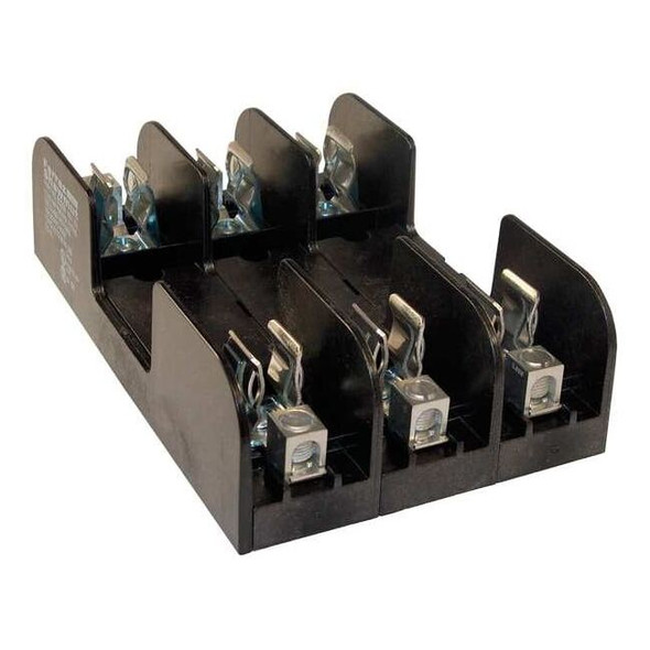 Open Fuse Block, 0 to 30A Amp Range, 600V AC/DC Volt Rating, 3 Poles, Box Lug