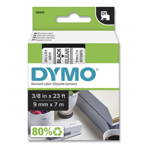 DYMO® TAPE,CARTRIDGE,3/8,BK/CLR 40910/S0720670