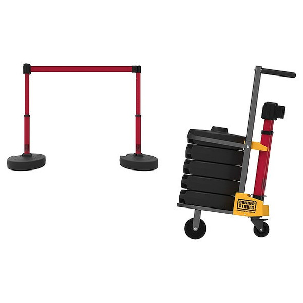 Banner Stakes Plus Barricade System,15ft. L,Yllw,Metal PL4078 Banner Stakes Plus Barricade System,15ft. L,Yllw,Metal PL4078