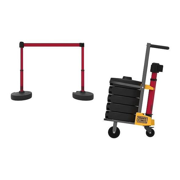 Banner Stakes Plus Barricade System,15ft. L,Yllw,Metal PL4078