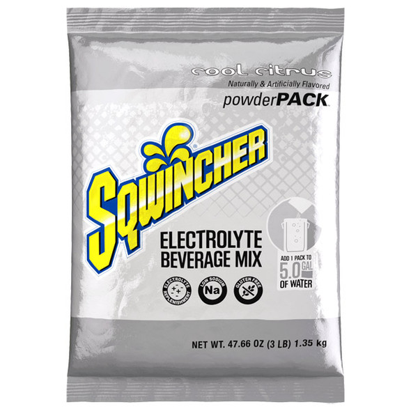 Sqwincher® Regular Powder Packs, 47.66 oz Packs, 5 gal Yield