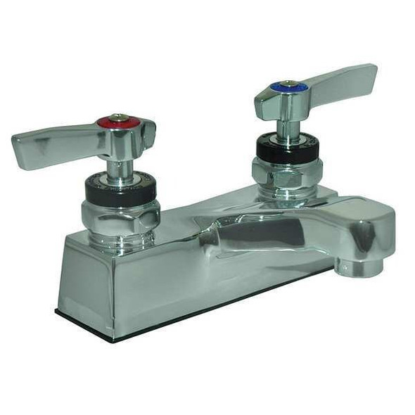 Bathroom Faucet Rigid Spout, Chrome Plated, 2 Holes, Blade Handle