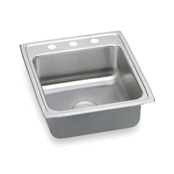 Elkay Drop-In Sink, 3 Hole, 16" x 16", Lustrous Highlighted Satin LR20223