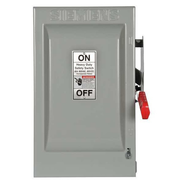 Siemens Safety Switch, Fusible, 60 A, Steel HF262 Siemens Safety Switch, Fusible, 60 A, Steel HF262