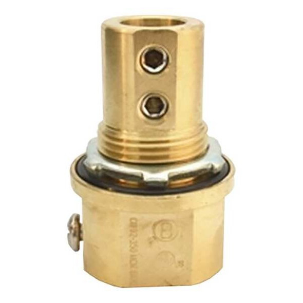 EMT/Rigid Grounding Hub, 1 in, Set Screw; Threaded, Brass, Plain