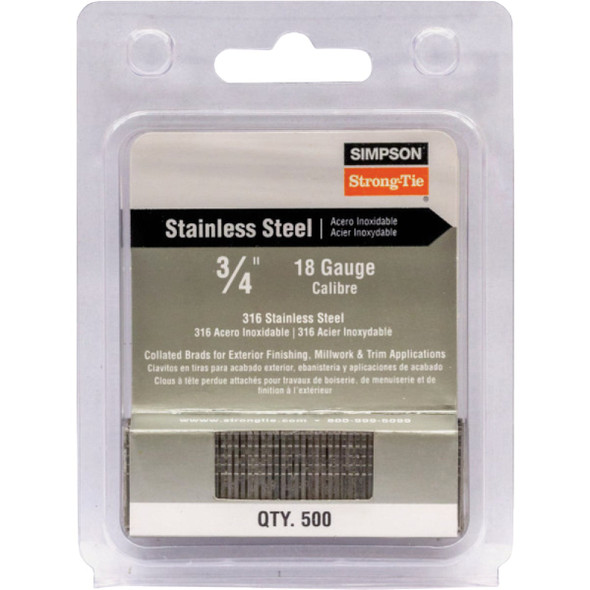 Simpson Strong-Tie 500ct 3-4" 18g Ss Brad T18N075FNB 332089