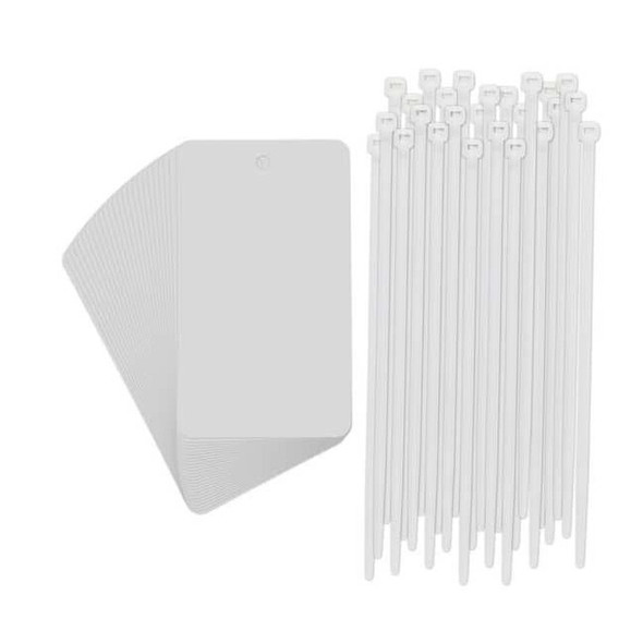 Brady Tag, Blank, Metal, 5 in H x 3 in W, White, Rectangle, 25 PK 56937-PK