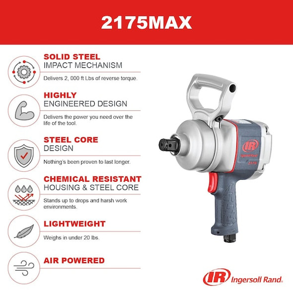 Ingersoll-Rand Impact Wrench,Air Powered,4500 rpm 2175MAX Ingersoll-Rand Impact Wrench,Air Powered,4500 rpm 2175MAX