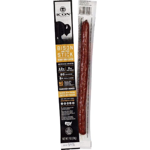 Icon 1 Oz. Honey BBQ Bison Stick Jerky 74061 Pack of 24
