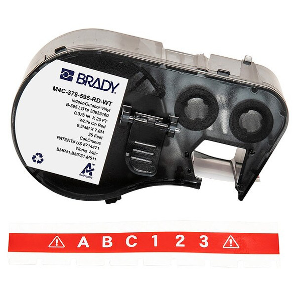 Brady Label/RibbonCartridge,Red,Gloss,3/8inW M4C-375-595-RD-WT