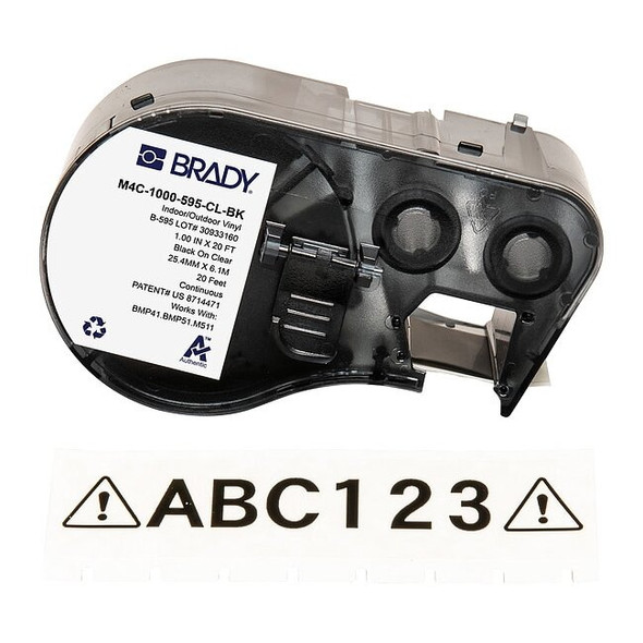 Brady Label/RibbonCartridge,Clear,Gloss,1inW M4C-1000-595-CL-BK