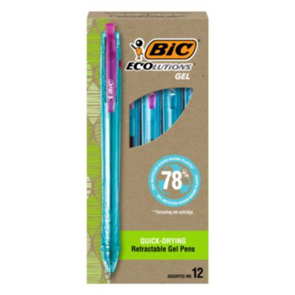 BIC® PEN,ECO,OCEA,GEL,12PK,AST RGLE11 AST