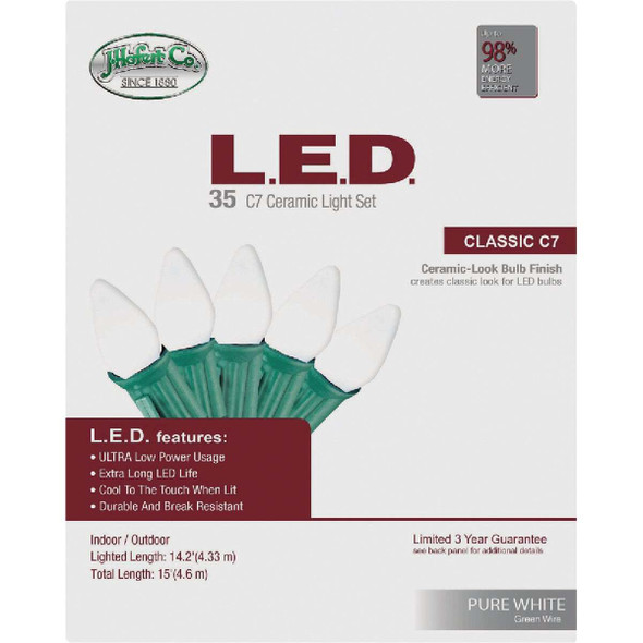 J Hofert Pure White 35-Bulb Smooth C7 LED String Light Set 0860-02