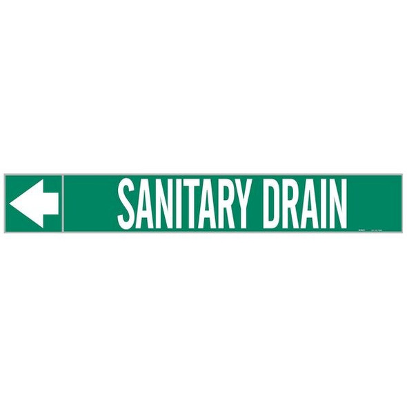 Brady Pipe Marker,Sanitary Drain,2 In.H 73925