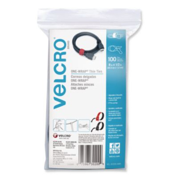 VELCRO® Brand FASTENER,TIES,100CT,AST VEL-30200-AMS