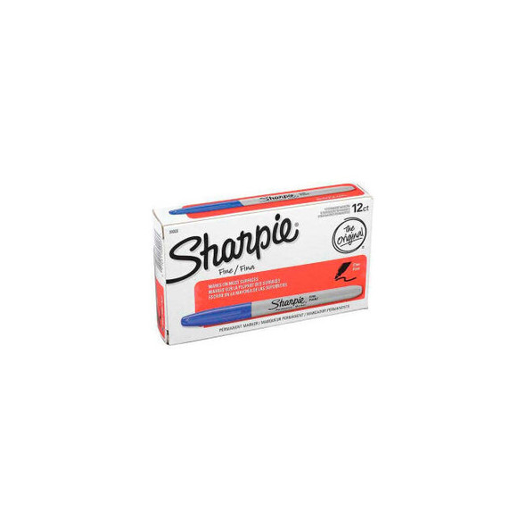 Sharpie Permanent Marker Fine Point Blue Ink Dozen