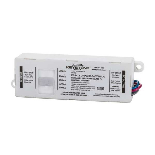 Keystone LED Driver, 0-10V, 4-1/2 in - L, 1PK KTLD-15-UV-PS300-54-VDIM-LP1