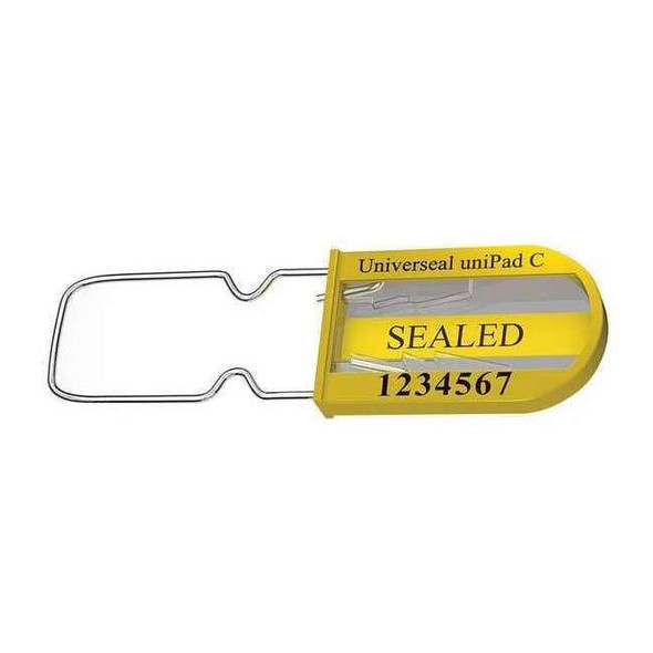 Universeal Padlock Seal 3-1/4" x 3/64", Plastic, Yellow, Pk50 UPAD-C YELLOW50