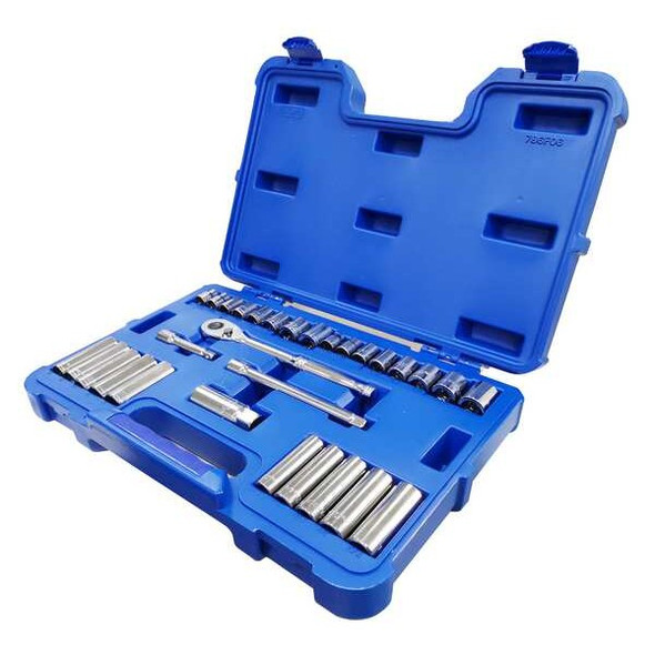 Westward Socket Wrench Set,Chrome,12Pt 786F06