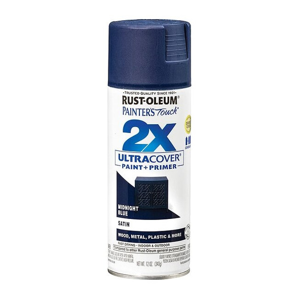 General Purpose Spray Paint, Midnight Blue, Satin, Solvent, 12 Oz