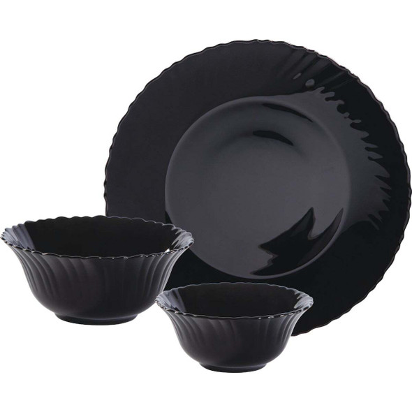 Gibson Home Ultra Bandini Black Glass Dinnerware Set (12-Piece) 135725.12
