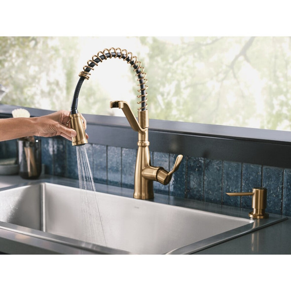 Moen Nolia 1-Handle Pull-Down Widespread Kitchen Faucet, Bronzed Gold 87886BZG 453678