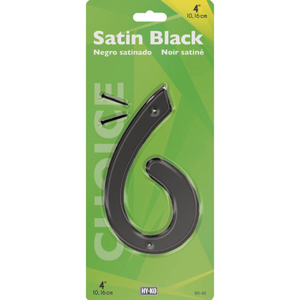 Hy-Ko 4 In. Satin Black Number 6 BK-40-6 224902
