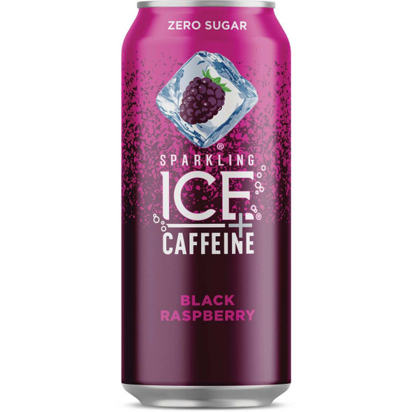 Sparkling Ice 16 Oz. Sparkling Water + Caffeine, Black Raspberry Pack of 12